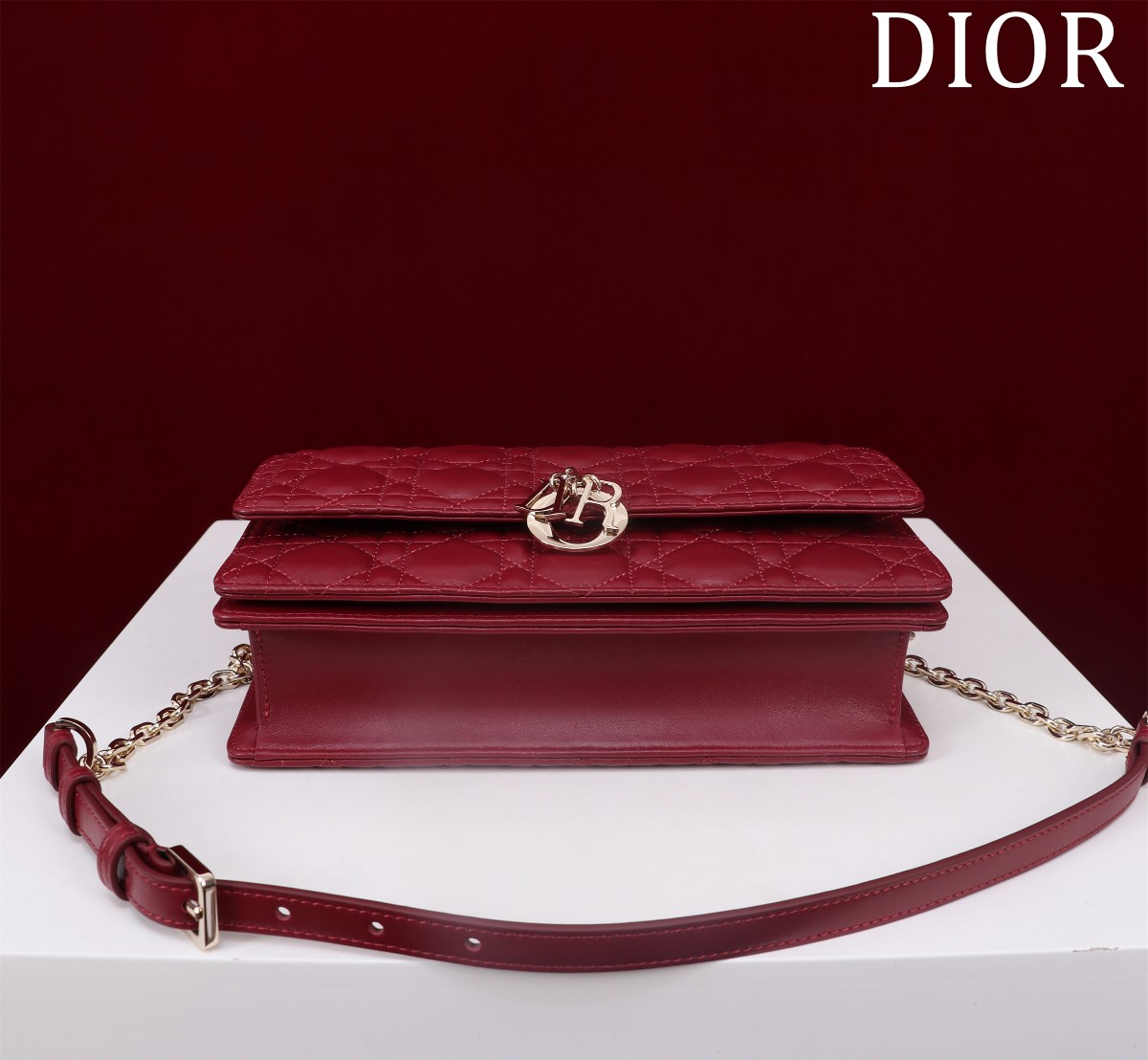 My Dior Top Handle Bag Burgundy Cannage Lambskin